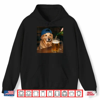 Hoodie Golden Retriever Drinking Beer Funny Dog Meme Shirt