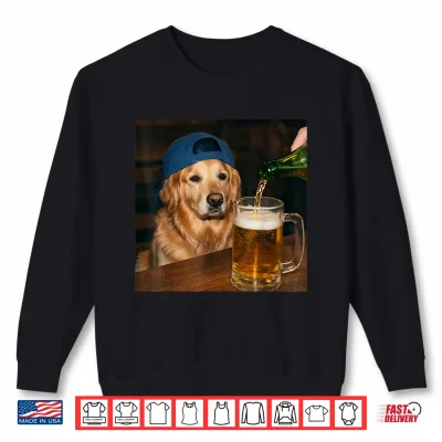 Sweatshirt Golden Retriever Drinking Beer Funny Dog Meme Shirt