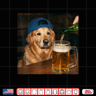 Design Golden Retriever Drinking Beer Funny Dog Meme Shirt