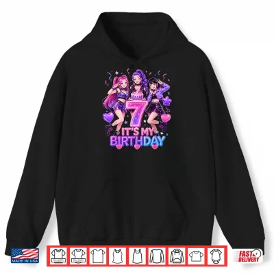 Hoodie Kids Its My 7th K Pop Birthday Girl 7 Year Old K Pop Bday Shirt