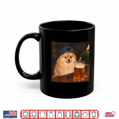 Mug Pomeranian Drinking Beer Shirt Funny Fathers Day Dog Meme Shirt