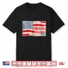 Vintage Faux Patchwork Us Flag Patriotic Print 4Th Of July Shirt