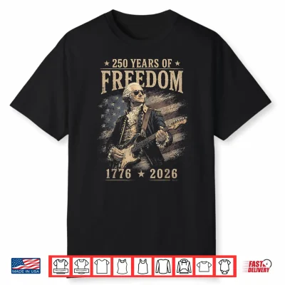 250Th Anniversary George Washington Playing Guitar 4Th July Shirt