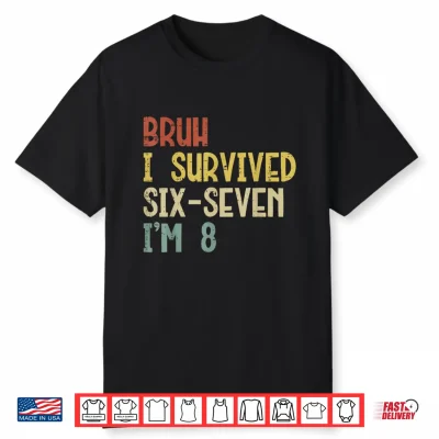 Bruh I Survived 6 7 Im 8 Year Old 8Th Birthday Boys Kids Shirt