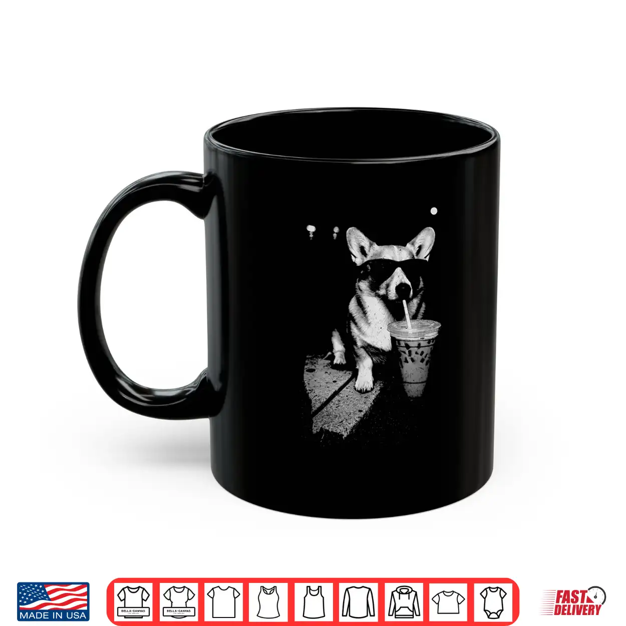 Corgi Drinking Iced Coffee Funny Corgi Dog Coffee Vintage Shirt