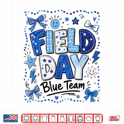 Design Field Day Blue Team Funny for Kids Teacher Field Day Games Shirt