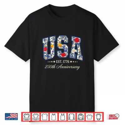 Floral Usa 4Th Of July Patriotic Women 250Th Anniversary Usa Shirt