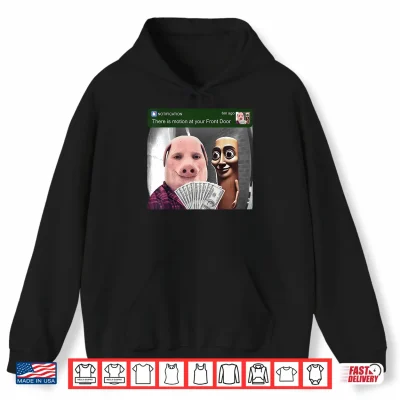Hoodie John Pork and Tung Tung Tung Sahur Front Door Motion Funny Shirt