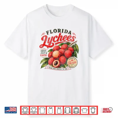 Florida Lychees Distressed Retro Exotic Fruit Design Shirt