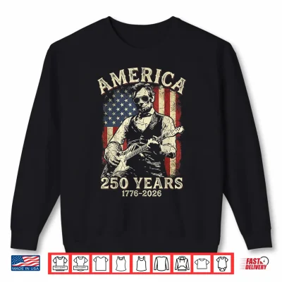 Sweatshirt 250 Years America Abraham Lincoln Abe Lincoln Playing Guitar Shirt