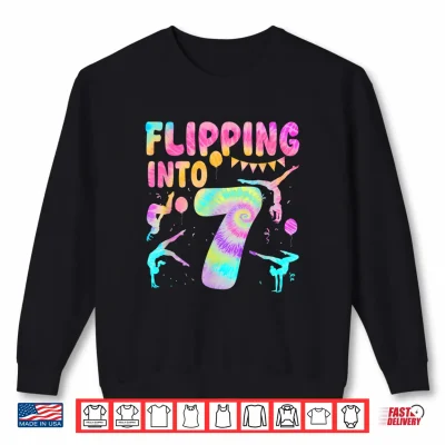 Sweatshirt Flipping Into 7 Years Old Birthday Girl Gymnast 7th Shirt