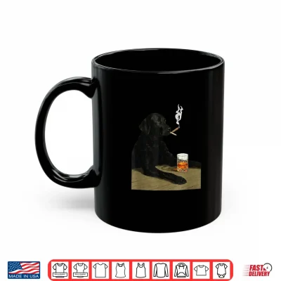 Mug Funny Black Lab Whiskey Cigar Vintage Dog Humor Shirt