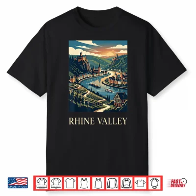 Rhine Valley Germany Castle River Retro Travel Design Shirt