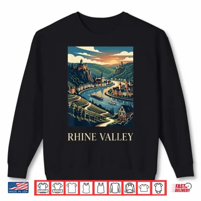 Sweatshirt Rhine Valley Germany Castle River Retro Travel Design Shirt