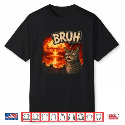 Bruh Cat Meme Funny Kids Meme Slang Trendy Viral Joke Shirt