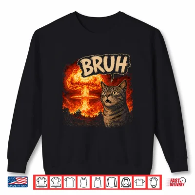 Sweatshirt Bruh Cat Meme Funny Kids Meme Slang Trendy Viral Joke Shirt