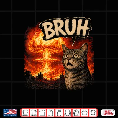 Design Bruh Cat Meme Funny Kids Meme Slang Trendy Viral Joke Shirt