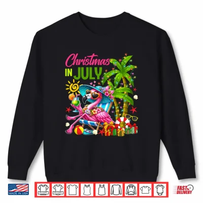 Sweatshirt Christmas in July Flamingo Drinking Cocktail Summer Women Shirt