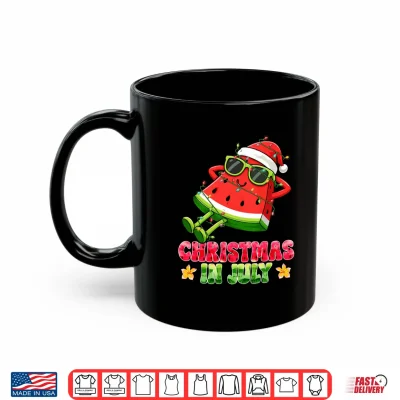 Mug Christmas in July Funny Watermelon Santa Hat Summer Vacation Shirt