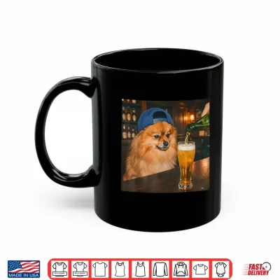 Mug Funny Pomeranian Drinking Beer Meme for Men Women Shirt
