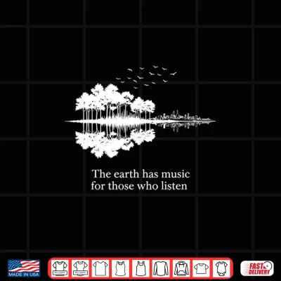Design Mens Acoustic Guitar Earth Has Music for Those Who Listen Performance Shirt