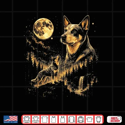 Design Australian Cattle Howling to The Moon Meme Animal Graphic Shirt