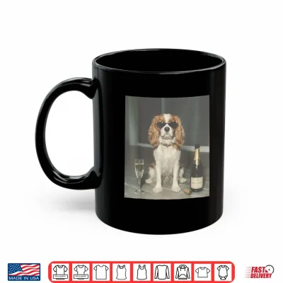 Mug Funny Cavalier King Charles Drinking Champagne Meme Graphic Shirt