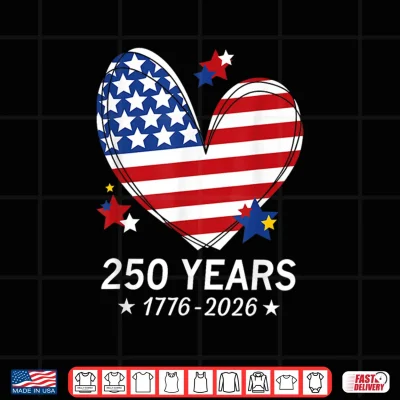 Design 250th Anniversary America Flag Heart 250 Year Women Girls Shirt