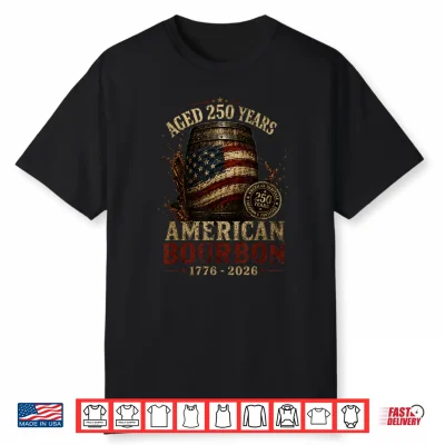 Retro Bourbon Built America Patriotic Whiskey 250 Years Tee Shirt