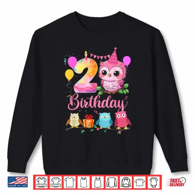 Sweatshirt 2nd Owl Birthday Party 2 Years Old Girls Owl Birthday Shirt