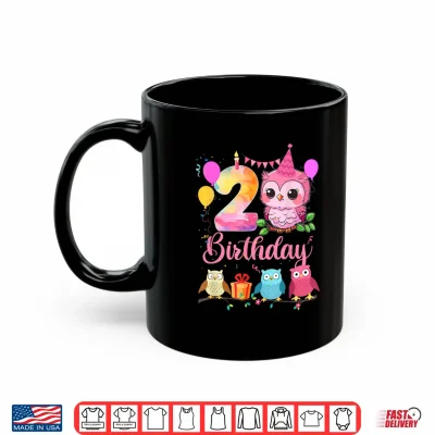 Mug 2nd Owl Birthday Party 2 Years Old Girls Owl Birthday Shirt