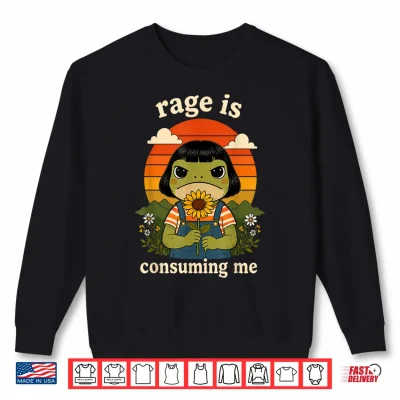 Sweatshirt Funny Frog Graphic Tee Rage is Consuming Me Sarcastic Meme Shirt