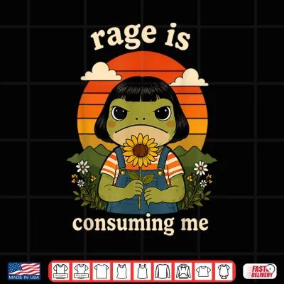 Design Funny Frog Graphic Tee Rage is Consuming Me Sarcastic Meme Shirt