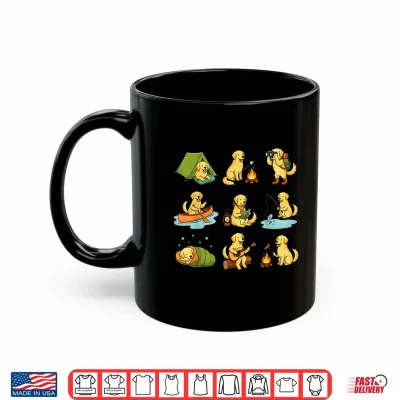 Mug Golden Retriever Camping Cute Dog Hiking Camper Shirt