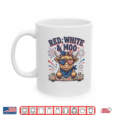 Mug Vintage Cute Red White and Moo Funny 4th of July Shirt