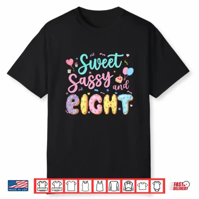 8Th Birthday Girl Sweet Sassy And Eight Donut 8 Year Old Kid Performance Shirt