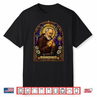 Saint Padre Pio Catholic Devotional Gothic Mosaic Icon Art Shirt