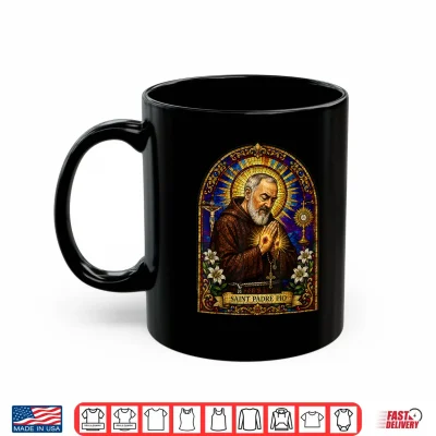 Mug Saint Padre Pio Catholic Devotional Gothic Mosaic Icon Art Shirt