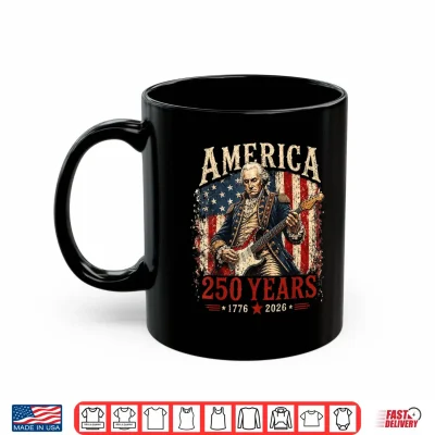 Mug 250 Years America Anniversary Washington Playing Guitar Shirt 1