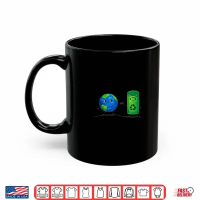 Mug Cute Recycling Bin Globe Cartoon Design for Earth Day Shirt 1
