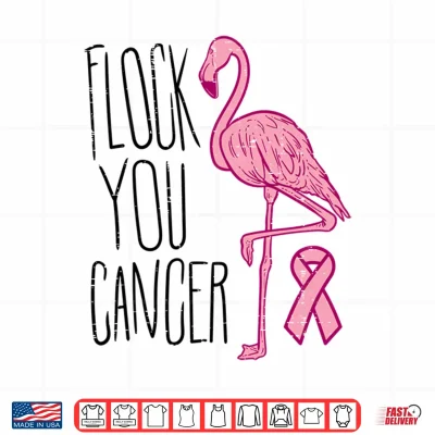 Design Mens Flock You Breast Cancer Flamingo Pink Ribbon Support Gift Performance Shirt 1