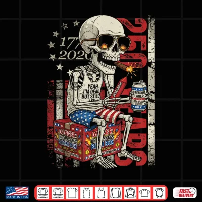 Design 250 Years Funny Skeleton Fireworks American Flag 4th of July Shirt