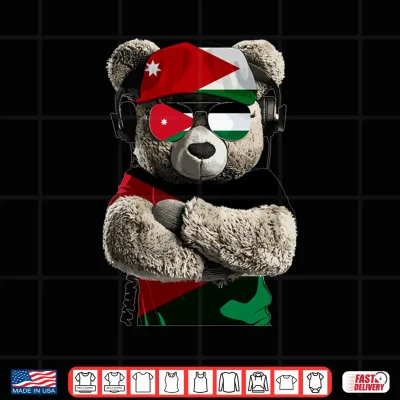 Design Jordanian Flag Bear Sunglasses Souvenirs Products Jordan Performance Shirt