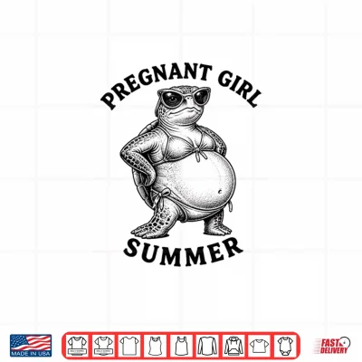 Design Pregnant Girl Summer Turtle Funny Pregnancy Shirt