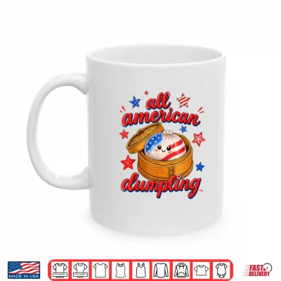 Mug Kids Cute Striped All American Dumpling 4th of July Girls Shirt