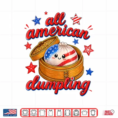 Design Kids Cute Striped All American Dumpling 4th of July Girls Shirt