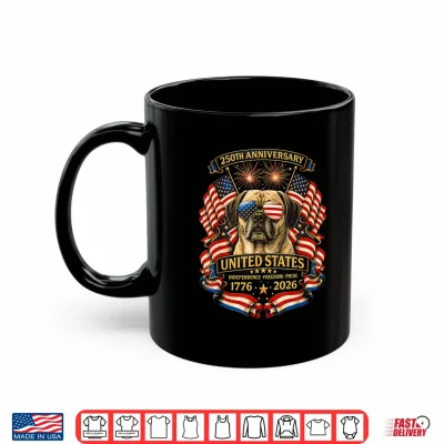 Mug Puggle Dog USA Independence 1776 2026 Patriotic Shirt