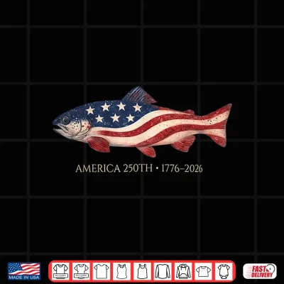 Design 250 America Years 1776 2026 Fishing USA Flag 250th Birthday Shirt