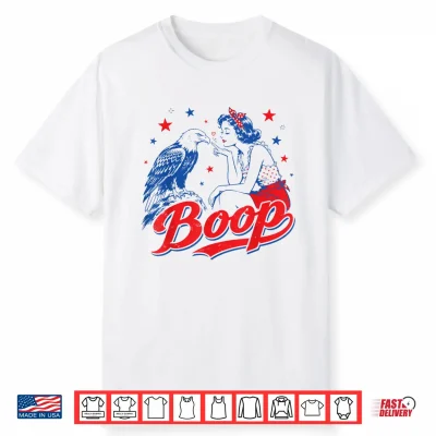 Funny Hand Boop Nose Girl Eagle Funny Patriotic 4Th Of July Shirt