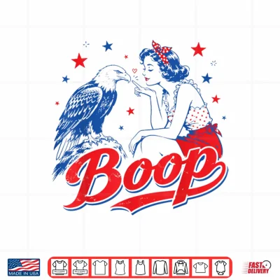 Design Funny Hand Boop Nose Girl Eagle Funny Patriotic 4th of July Shirt